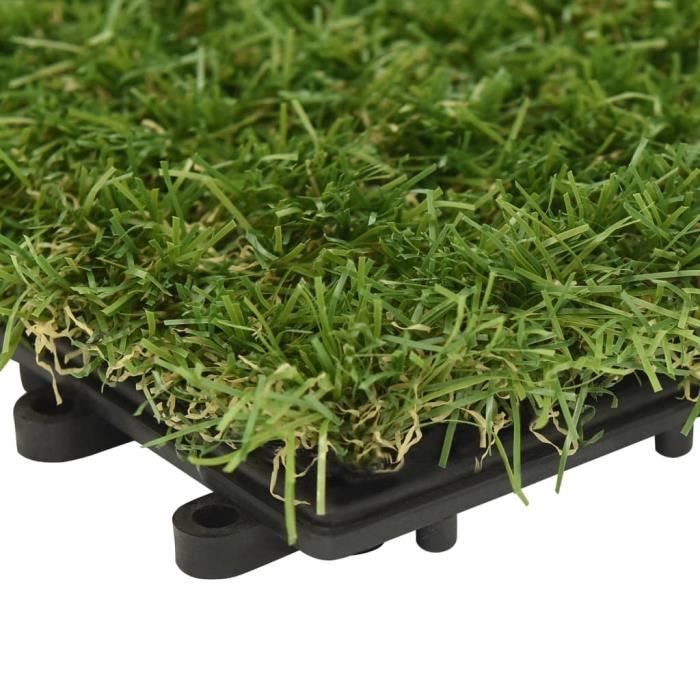 8 Dalles Gazon Artificiel 30x30cm Auto-Drainant - Carreaux Synthétique Jardin Balcon Terrasse