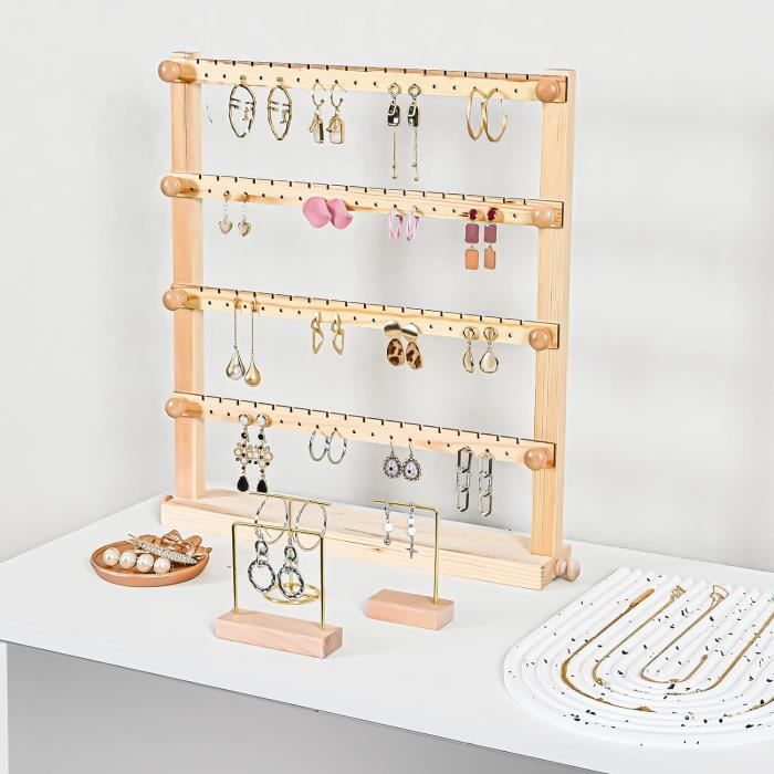 Lot De 6 Présentoirs Boucles D'Oreilles En T – 3 Tailles – Support Métal Noir Élégant