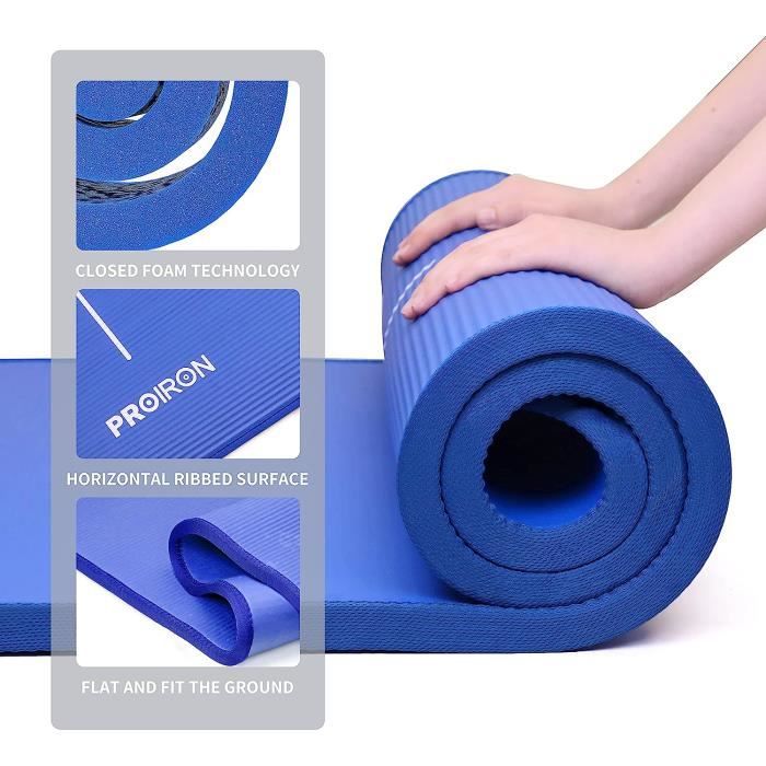 YOGAZEN Tapis Yoga TPE Epais Large Antidérapant Bleu France