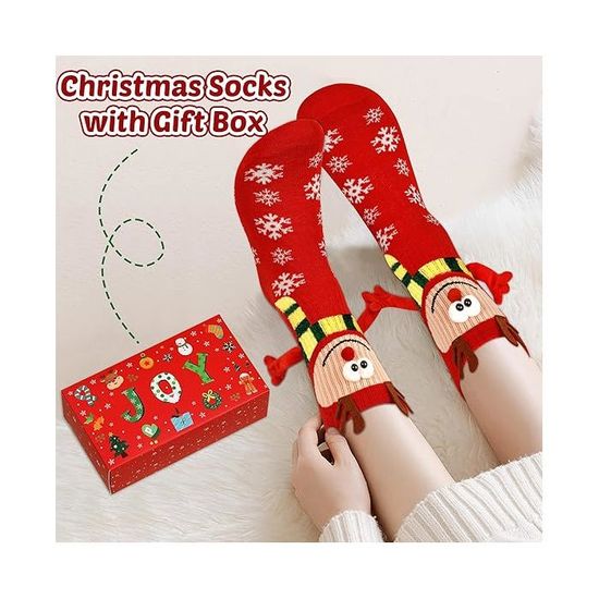 Chaussettes De NoëL, Chausse-ttes Magnétiques Avec Couple De Poupées 3D