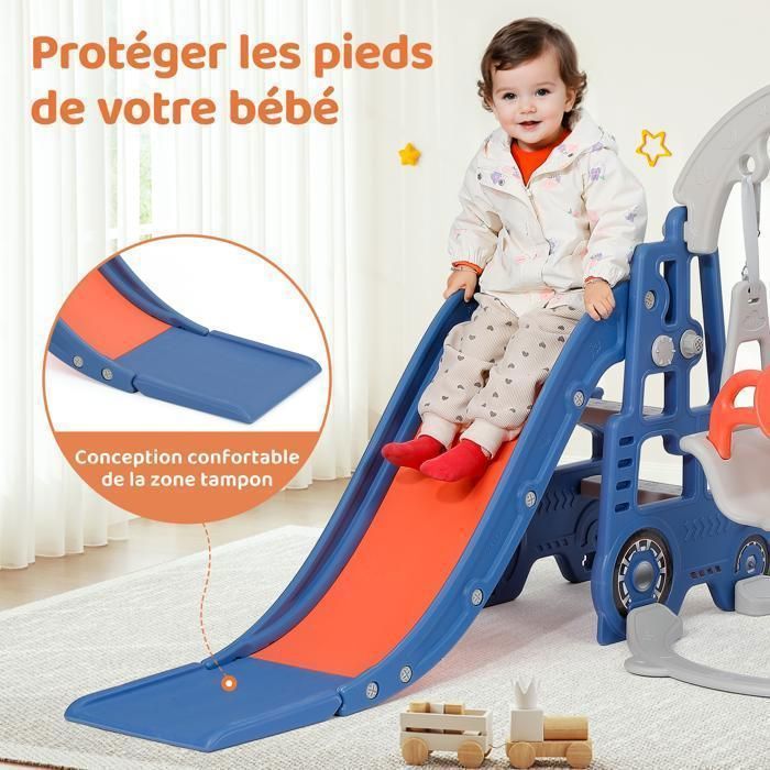 FAYDUDU 5 en 1 Toboggan Bebe 1-3 Ans, Toboggan Grand pour Enfant avec Panier de Basketball, Télescope, Espace de Rangement, Escaliers, pour Exterieur & Interieur (Gris Bleu FAYDUDU 5 en 1 Toboggan Bebe 1-3 Ans, Toboggan Grand pour Enfant avec Panier de Basketball, Télescope, Espace de Rangement, Escaliers, pour Exterieur & Interieur (Gris Bleu