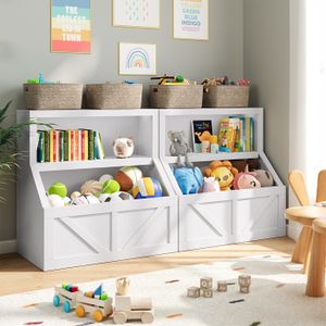 Bibliothèque Enfant Avec Rangement Jouets - 80x42x81 Cm En Bois - Étagère Livres Et Jouets - Sécurisé Anti-basculement - Pour Chambre Ou Salle De Jeux