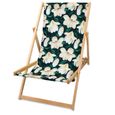 Chaise chilienne bois - chaise longue bois jardin pliable toile transat exterieur chaise en bois avec accoudoir Fleur Motiv-0
