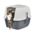 Iris Ohyama, Bac à litière Jumbo à capuchon, /fermée, pour chat - Cat Litter Box - CLH-17J, Blanc/Gris-0