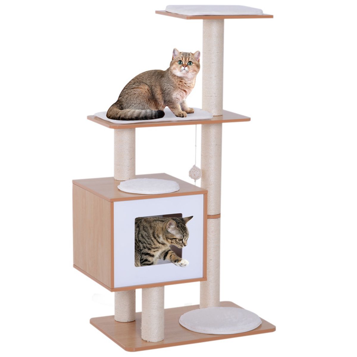 Arbre A Chats Design Contemporain Griffoirs Grattoirs Sisal Naturel Centre D Activites Niche Plate Formes Jeu Boules Suspendues 60l Cdiscount Animalerie