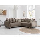 BESTMOBILIER Lena - canapé d'angle convertible - avec coffre - style scandinave - 5 places - droit - Latte