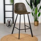 Tabouret de bar industriel vert en éco-cuir - DIMEHOUSE - Logan - Métal - Vert - Cuisine