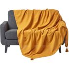 Jeté de lit ou de canapé - HOMESCAPES - Rajput - Jaune moutarde - 225 x 255 cm - 100% coton