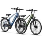 Vélo Électrique JASION 26"-Moteur 500W Batterie amovible 48V/11Ah-Shimano 7 Vitesses-VTT Ville E-Bike-Bleu+Vert