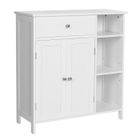 VASAGLE Meuble de Salle de Bain, 75 x 30 x 80 cm,Armoire avec tiroir, 3 Compartiments Ouverts, étagères réglables, Blanc