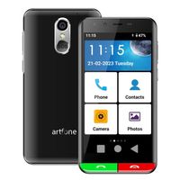 Artfone Smart 500 Téléphone Portable 4G Sénior, 3Go + 32Go, Écran 5'', Bouton SOS, 2550mAh, Stations Recharge, Grandes Icônes, Noir