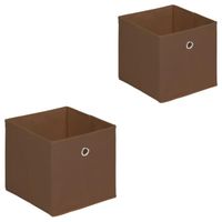 Lot de 2 tiroirs en tissu brun ELA boîte de rangement ouverte avec poignée dim 27 x 27 x 27 cm, pour linge jouets vêtements