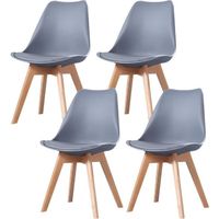 Clara - Lot de 4 chaises scandinave - Gris - pieds en bois massif design salle à manger salon chambre - 49 x 58 x 82 cm