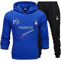 Jogging de Football Enfant Bleu - France 2 étoiles - Manches Longues - Respirant