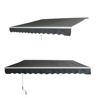 UISEBRT Store Banne Auvent de Balcon Manuel Rétractable avec Tissu Aluminium Résistant aux UV (Gris Foncé, 250 x 200 cm)