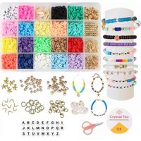 24 grilles de perles en céramique souple de 6 mm, Perles de bracelet colorées, Accessoires de bricolage