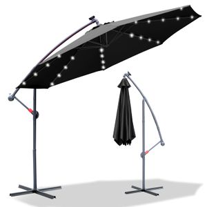 PARASOL Eulenke Parasol - parasol jardin, parasol, parasol de balcon - 350 cm Gris mit LED PARASOL