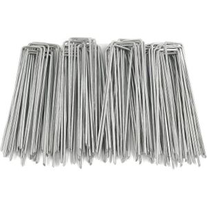 Graxury 200 Pièces 15cm Piquets De Jardin Robustes De 3 Mm - Agrafes En Acier Galvanisé Pour Fixer Les Toiles Anti-Mauvaises Herbes, Les Filets Et