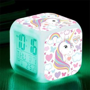 RÉVEIL ENFANT Réveil Numérique Licorne - LED Cube avec 7 Changem