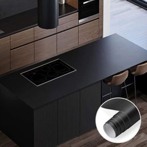 Papier Peint Autocollant Losuda PVC - 61x500cm - Noir Mat - Épais Et étanche - Pour Meubles Et Murs