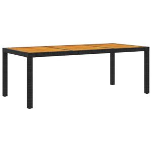 TABLE DE JARDIN  JNG Table de jardin 190x90x75 cm Résine tressée et bois acacia Noir A316722 111640