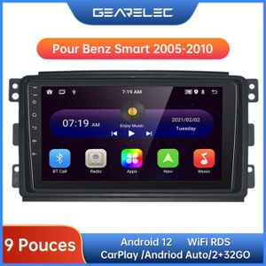 AUTORADIO Gearelec Autoradio 9 Pouces Android pour Benz Smart 2005-2010 avec carplay Andriod Auto GPS Navigation Bluetooth RDS  WiFi 2+32GO