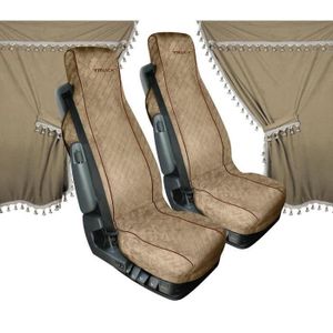 Rideaux 3 Pièces Velours Peluche Vert Avec Franges Blanches Pour Camion Volvo FH/FM/FL/FE - Neuf