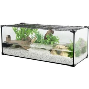 AQUARIUM ZOLUX Aquarium Karapas pour tortue aquatique - L 80,5 x p 35,5 x h 30,5 cm - Noir