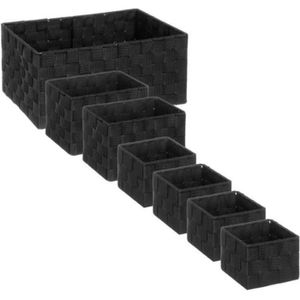 Bo/îte de Rangement Cappuccino bo/îte de Rangement pour Salle de Bain Armoire tress/ée Robuste Plastique Blanc-Gris Panier de m/énage Panier /à usages Multiples corbeilles de Rangement Plastique