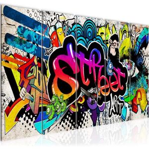 Banksy Graffiti Street Art Toile Mur Art Affiche Colorée pour Salon Chambre  Décor Prêt à Accrocher Maison Peinture Murale 30x50cm(12x20in) Avec Cadre