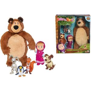 FIGURINE - PERSONNAGE Peluche Michka, Mini Poupée Masha et 4 Figurines Animaux - SMOBY - Masha et Michka - Mixte - A partir de 3 ans