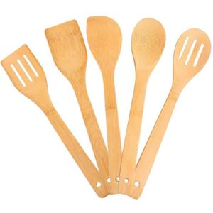 Lot de 4 cuill/ères de cuisine en bois spatule en bois dur antiadh/ésive et cuill/ères en bois.