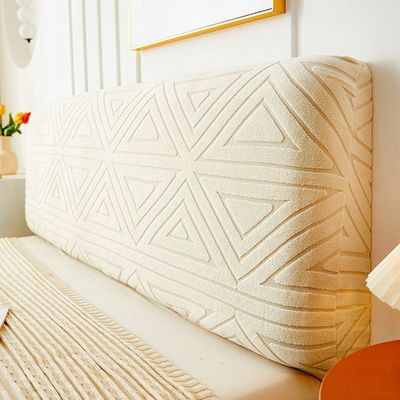 GEBIN Housse Tête De Lit Extensible Velours – Protection Anti-Poussière 200-220 Cm – Sable