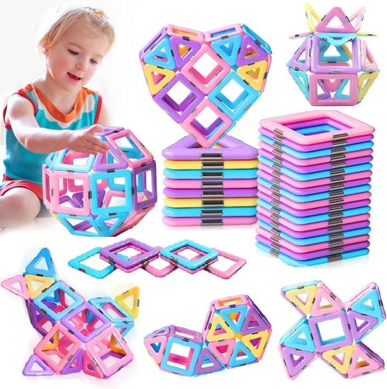 Bloc Magnétique 67 Pièces – Construction STEM – Aimants Puissants – Comprend Roues, Fenêtres – Boîte De Rangement – Dès 3 Ans