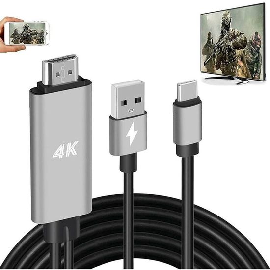 Adaptateur USB C Vers HDMI - Cuszwee - 4K - Compatible Thunderbolt 3 - Pour MacBook - Cordon