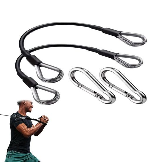 Set De Rallonges Pour Câble De Musculation – Métal Polymère, 2x25,4 Cm, Mousquetons Inclus