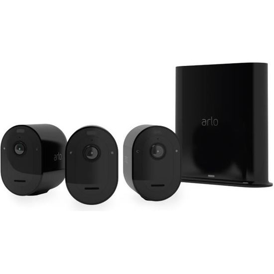 Caméra de surveillance Arlo Pro 4 - Pack de 3 - Wifi sans fil - Noir - 2K - Projecteur intégré