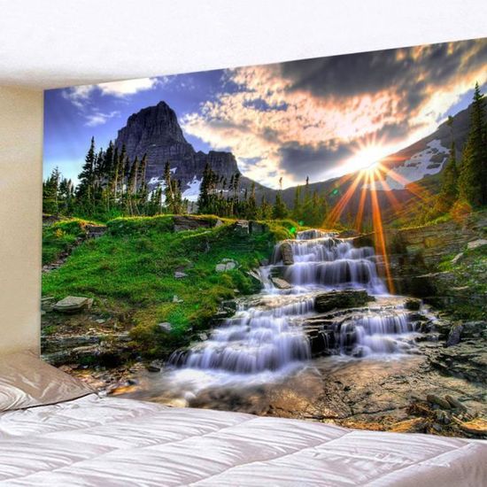 Tenture Murale ANAZOZ 150x130cm - Impression Ciel Ensoleillé Bleu, Polyester, Pour Déco D'intérieur, Camping, Plage