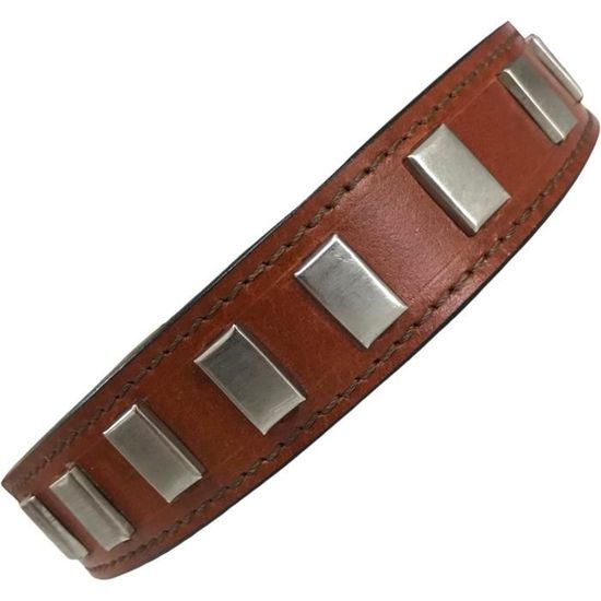 Collier Homme En Cuir Véritable True Rebels - Pendentif Gourmette Militaire - Noir