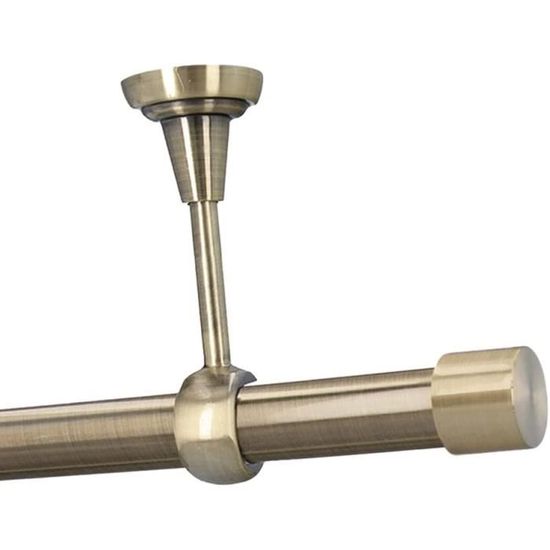 Kit Tringle à Rideau Métal Laiton Antique - Diamètre 25mm, Longueur 140 Cm - Montage Mural, Pour Rideaux Lourds