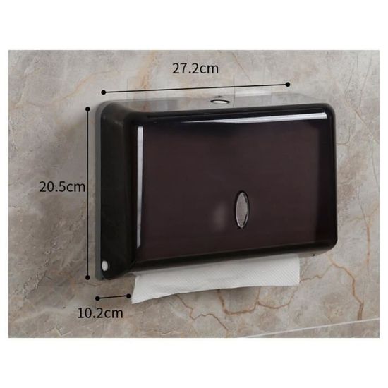 Distributeur De Serviettes En Papier PLUSSEN - Sans Perçage - 200 Feuilles - Noir - Pour Bureau & Restaurant