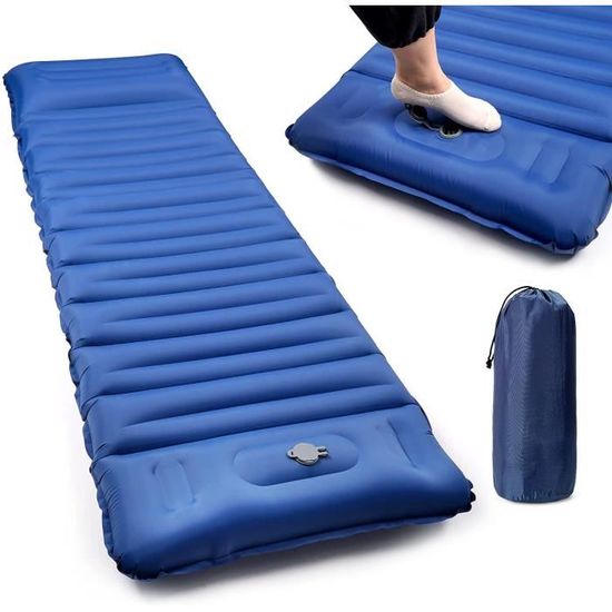 Matelas Camping Gonflable 2 Personnes – Gonflage Rapide Au Pied, Léger, Appui-tête Intégré (195x120 Cm) - 3
