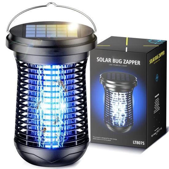 PALONE Lampe Anti Moustique Solaire Avec Capteur Corporel - Panneau 7.5W, 3.5M Câble, Idéale Camping Et Extérieur