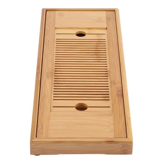 Plateau à Thé En Bambou - Pour Cérémonie Thé Kung Fu, Desserts - 26.5x12.9cm Avec Rebords Et Pads