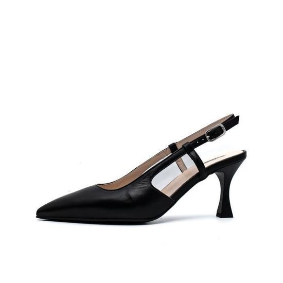 Escarpins Noirs à Talons Aiguilles Femme Maraolo - Bride Cheville, Bout Pointu, Extensibles - Taille 9.5 - Fabriqué En Italie