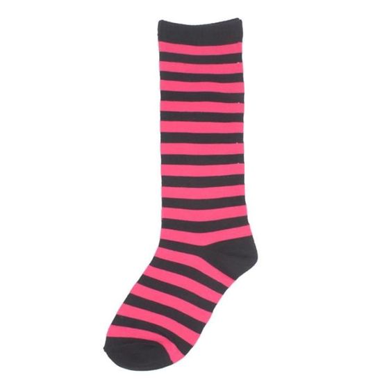 Chaussettes Hautes Rayées Rouge YIMMUNZ - Molletière - Taille Unique - Pour Femme