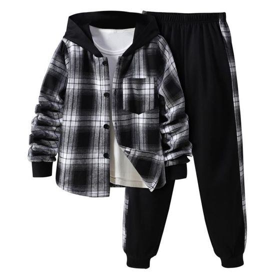 Survetement Enfant Garcon 3-14 Ans Lettre Sweats à Capuche Garçon Vetement Fille Hiver Sport Haut Manche Longue Pantalon Décontracté Ensembles Garçon Casual Tenue 2 Pieces Chic (13-14 Ans