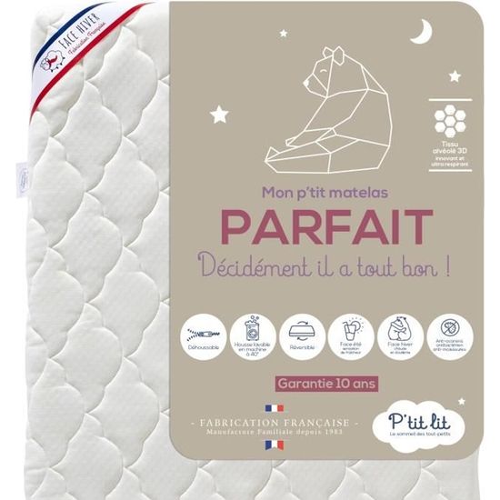 P’tit Lit Matelas De Voyage Bébé Pliant 60x120 Cm – Imperméable, Déhoussable, Oeko-Tex, Fabriqué En France
