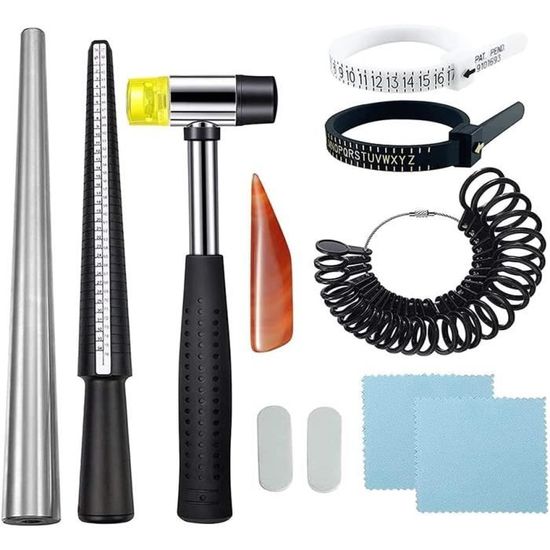 Kit Outil Mesure Bagues FTVOGUE Jauge Mandrin Marteau Bijouterie - Tailles US HK JP EU