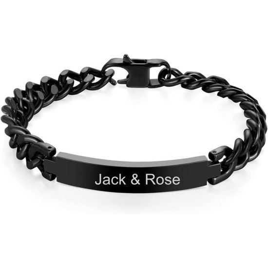 Bracelet personnalisé | Acier inoxydable | Or 18 carats, or rose et argent | Acier inoxydable | Gravure recto verso | Cadeau - France